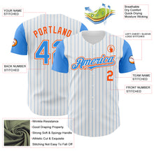 Laden Sie das Bild in den Galerie-Viewer, Custom White Electric Blue Pinstripe Orange Authentic Two Tone Baseball Jersey
