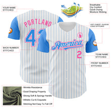 Charger l&#39;image dans la galerie, Custom White Electric Blue Pinstripe Pink Authentic Two Tone Baseball Jersey
