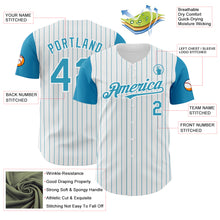Laden Sie das Bild in den Galerie-Viewer, Custom White Panther Blue Pinstripe Panther Blue Authentic Two Tone Baseball Jersey
