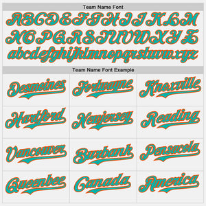 Custom White Aqua Pinstripe Orange Authentic Two Tone Baseball Jersey