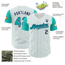 Laden Sie das Bild in den Galerie-Viewer, Custom White Aqua Pinstripe Navy Authentic Two Tone Baseball Jersey
