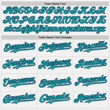 Laden Sie das Bild in den Galerie-Viewer, Custom White Aqua Pinstripe Navy Authentic Two Tone Baseball Jersey
