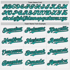 Custom White Aqua Pinstripe Black Authentic Two Tone Baseball Jersey