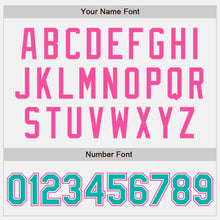 Load image into Gallery viewer, Custom White Aqua Pinstripe Pink Authentic Two Tone Baseball Jersey
