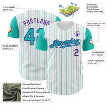 Laden Sie das Bild in den Galerie-Viewer, Custom White Aqua Pinstripe Purple Authentic Two Tone Baseball Jersey
