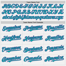 Laden Sie das Bild in den Galerie-Viewer, Custom White Aqua Pinstripe Purple Authentic Two Tone Baseball Jersey
