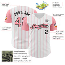 Charger l&#39;image dans la galerie, Custom White Medium Pink Pinstripe Black Authentic Two Tone Baseball Jersey

