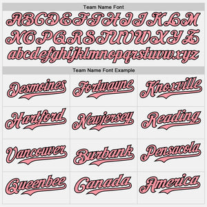 Custom White Medium Pink Pinstripe Black Authentic Two Tone Baseball Jersey