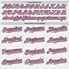 Laden Sie das Bild in den Galerie-Viewer, Custom White Medium Pink Pinstripe Navy Authentic Two Tone Baseball Jersey
