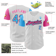 Charger l&#39;image dans la galerie, Custom White Black Pinstripe Sky Blue-Pink Authentic Two Tone Baseball Jersey
