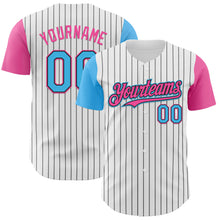 Charger l&#39;image dans la galerie, Custom White Black Pinstripe Sky Blue-Pink Authentic Two Tone Baseball Jersey
