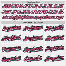 Laden Sie das Bild in den Galerie-Viewer, Custom White Black Pinstripe Aqua-Neon Pink Authentic Two Tone Baseball Jersey
