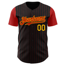 Charger l&#39;image dans la galerie, Custom Black Red Pinstripe Gold Authentic Two Tone Baseball Jersey
