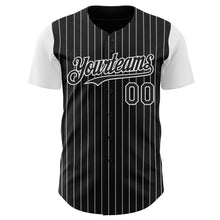Load image into Gallery viewer, Custom Black White Pinstripe White Authentic Two Tone Baseball Jersey
