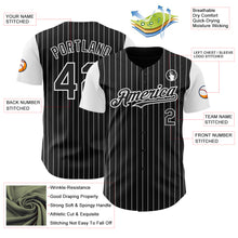 Load image into Gallery viewer, Custom Black White Pinstripe White Authentic Two Tone Baseball Jersey

