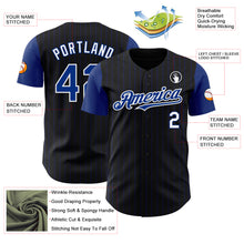 Load image into Gallery viewer, Custom Black Royal Pinstripe White Authentic Two Tone Baseball Jersey
