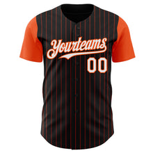 Load image into Gallery viewer, Custom Black Orange Pinstripe White Authentic Two Tone Baseball Jersey

