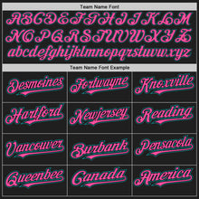 Load image into Gallery viewer, Custom Black Pink Pinstripe Teal Authentic Two Tone Baseball Jersey
