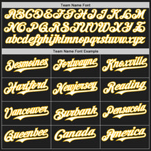 Load image into Gallery viewer, Custom Black Gold Pinstripe White Authentic Two Tone Baseball Jersey

