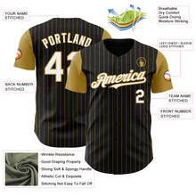 Load image into Gallery viewer, Custom Black Old Gold Pinstripe White Authentic Two Tone Baseball Jersey
