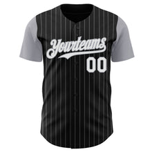 Load image into Gallery viewer, Custom Black Gray Pinstripe White Authentic Two Tone Baseball Jersey
