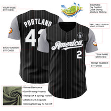 Load image into Gallery viewer, Custom Black Gray Pinstripe White Authentic Two Tone Baseball Jersey
