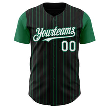 Load image into Gallery viewer, Custom Black Kelly Green Pinstripe White Authentic Two Tone Baseball Jersey
