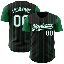 Load image into Gallery viewer, Custom Black Kelly Green Pinstripe White Authentic Two Tone Baseball Jersey
