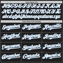 Load image into Gallery viewer, Custom Black Light Blue Pinstripe White Authentic Two Tone Baseball Jersey
