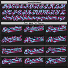 Load image into Gallery viewer, Custom Black Light Blue Pinstripe Pink Authentic Two Tone Baseball Jersey
