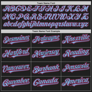 Custom Black Light Blue Pinstripe Pink Authentic Two Tone Baseball Jersey