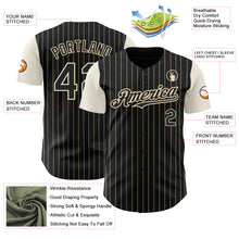 Load image into Gallery viewer, Custom Black Cream Pinstripe Cream Authentic Two Tone Baseball Jersey

