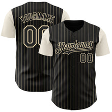 Load image into Gallery viewer, Custom Black Cream Pinstripe Cream Authentic Two Tone Baseball Jersey
