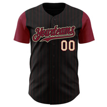 Load image into Gallery viewer, Custom Black Crimson Pinstripe Cream Authentic Two Tone Baseball Jersey
