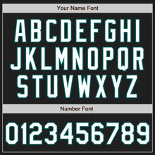 Load image into Gallery viewer, Custom Black Teal Pinstripe White Authentic Two Tone Baseball Jersey
