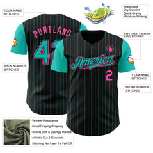 Charger l&#39;image dans la galerie, Custom Black Aqua Pinstripe Pink Authentic Two Tone Baseball Jersey
