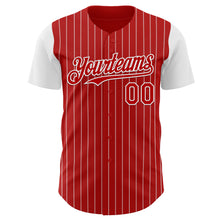 Load image into Gallery viewer, Custom Red White Pinstripe White Authentic Two Tone Baseball Jersey
