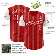 Load image into Gallery viewer, Custom Red White Pinstripe White Authentic Two Tone Baseball Jersey
