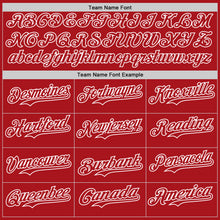 Load image into Gallery viewer, Custom Red White Pinstripe White Authentic Two Tone Baseball Jersey
