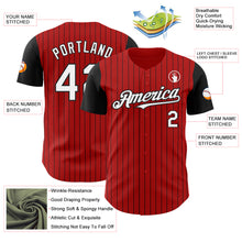 Load image into Gallery viewer, Custom Red Black Pinstripe White Authentic Two Tone Baseball Jersey
