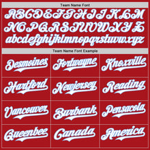 Load image into Gallery viewer, Custom Red Light Blue Pinstripe White Authentic Two Tone Baseball Jersey
