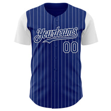 Load image into Gallery viewer, Custom Royal White Pinstripe White Authentic Two Tone Baseball Jersey
