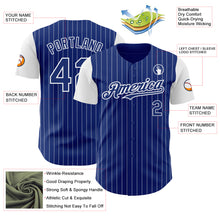 Load image into Gallery viewer, Custom Royal White Pinstripe White Authentic Two Tone Baseball Jersey
