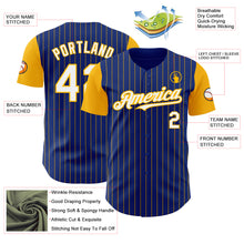 Load image into Gallery viewer, Custom Royal Gold Pinstripe White Authentic Two Tone Baseball Jersey
