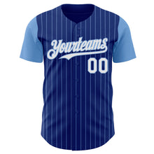 Load image into Gallery viewer, Custom Royal Light Blue Pinstripe White Authentic Two Tone Baseball Jersey
