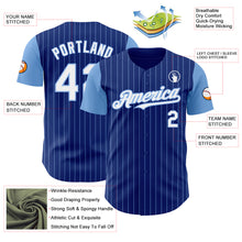 Load image into Gallery viewer, Custom Royal Light Blue Pinstripe White Authentic Two Tone Baseball Jersey
