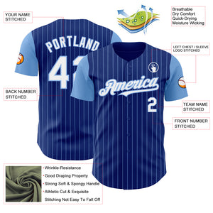 Custom Royal Light Blue Pinstripe White Authentic Two Tone Baseball Jersey