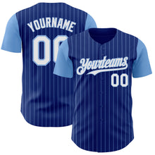 Load image into Gallery viewer, Custom Royal Light Blue Pinstripe White Authentic Two Tone Baseball Jersey
