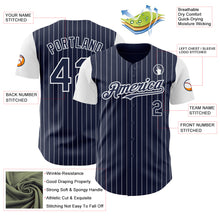 Load image into Gallery viewer, Custom Navy White Pinstripe White Authentic Two Tone Baseball Jersey
