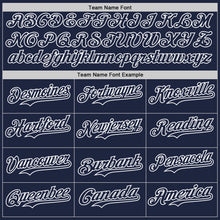 Load image into Gallery viewer, Custom Navy White Pinstripe White Authentic Two Tone Baseball Jersey
